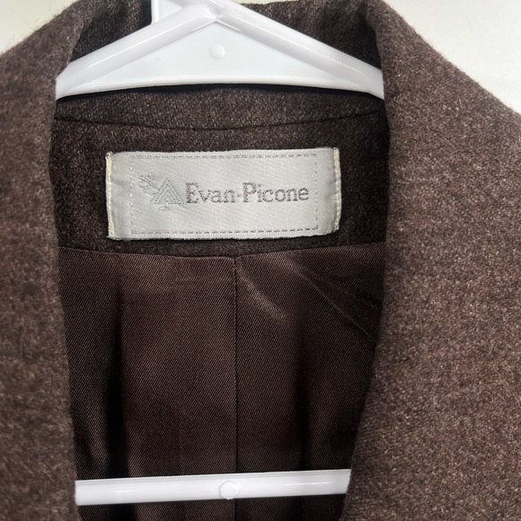 Womens Vintage Evan Picone Brown Wool Double Breasted Blazer Size 6 - Picture 7 of 13